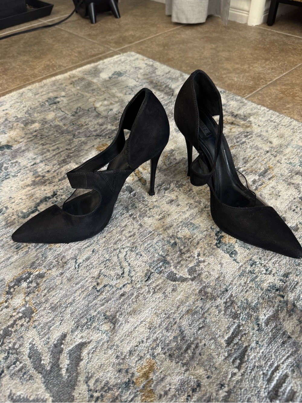 SCHUTZ Black Pointed Wrap-Strap Stiletto Heels - Picture 3 of 6
